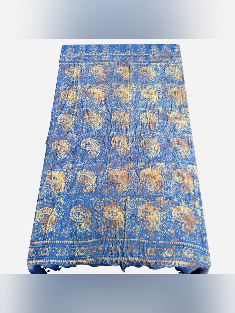 Vintage Blue & Beige Paisley Beach Wrap